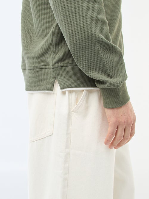 Trui met ronde hals en gewafelde stof - Kiabi