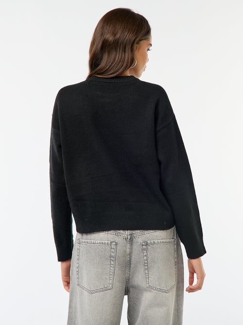 Trui met ronde hals en grote gestikte strik - Kiabi