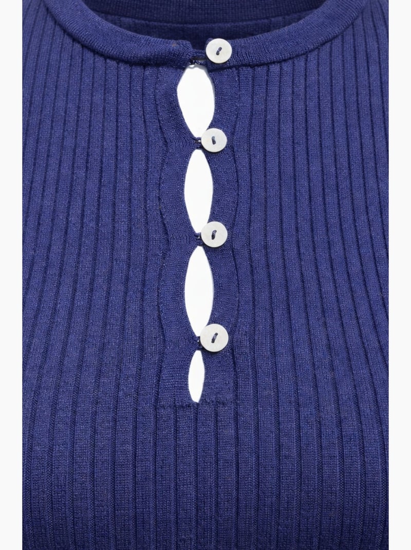 Trui met ronde hals en knoopdetails mixray Marineblauw - Kiabi