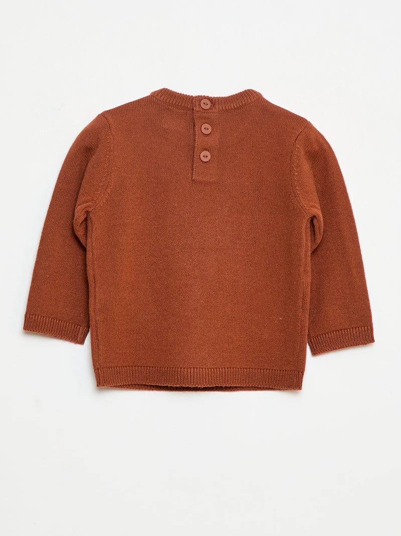 Trui met ronde hals en opgedrukt hert Bruin - Kiabi