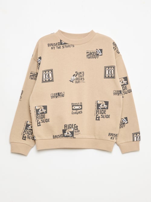 Trui met ronde hals en print van katoen - Kiabi Trui met ronde hals en print van katoen - Kiabi