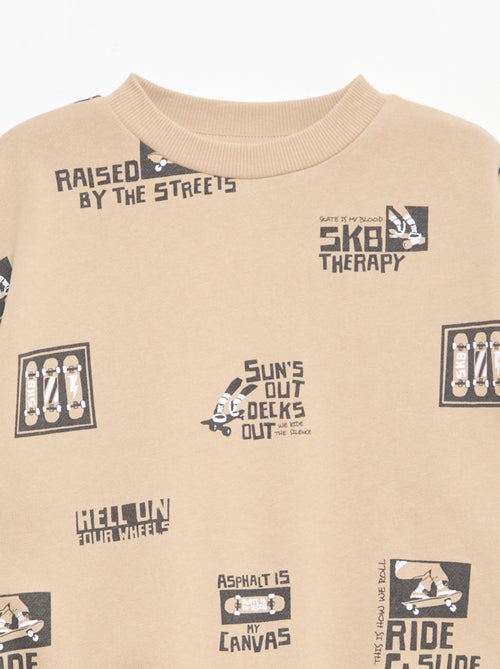 Trui met ronde hals en print van katoen - Kiabi Trui met ronde hals en print van katoen - Kiabi