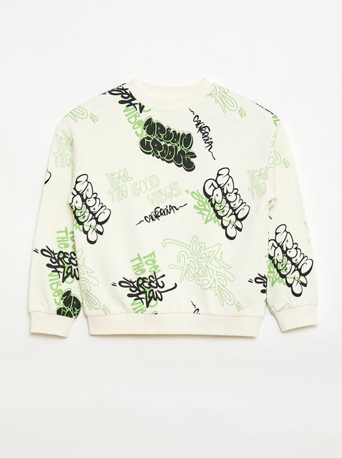 Trui met ronde hals en print van katoen - Kiabi