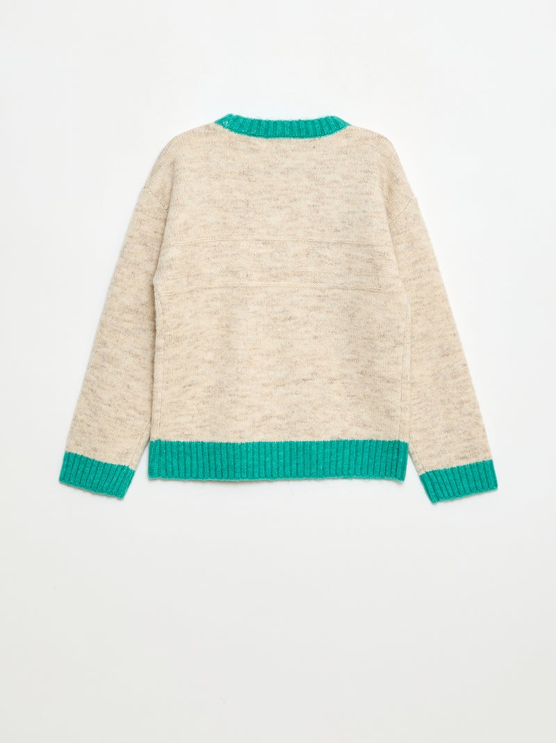 Trui met ronde hals en sierdetail Biege - Kiabi