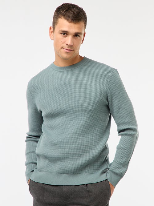 Trui met ronde hals en wafeltextuur - Kiabi