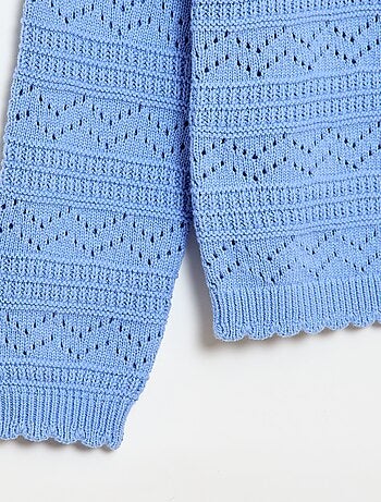 Trui met ronde hals van fantasiebreisel met opengewerkte katoenen motieven