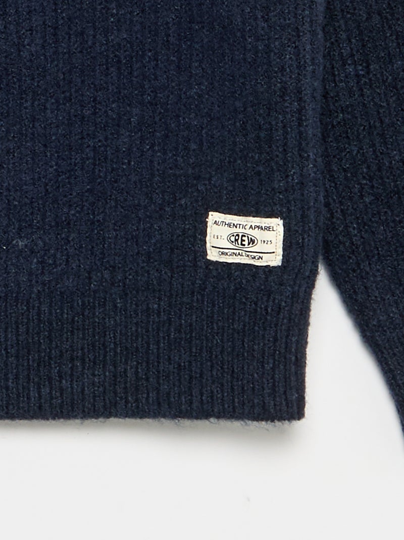 Trui met schipperkraag van grof gebreide stof Blauw - Kiabi