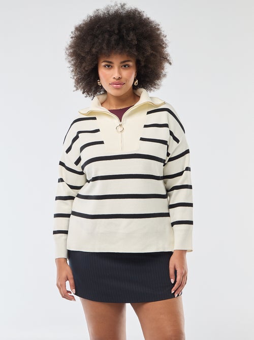 Trui met schipperskraag en ritsje - Kiabi