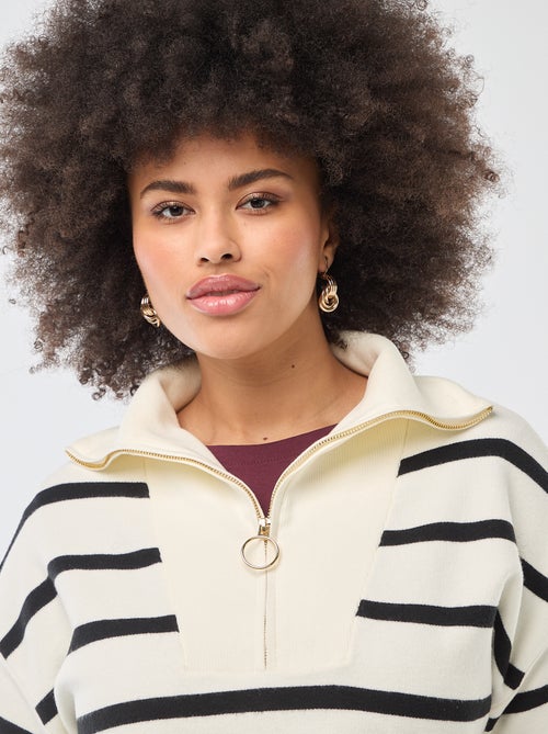 Trui met schipperskraag en ritsje - Kiabi