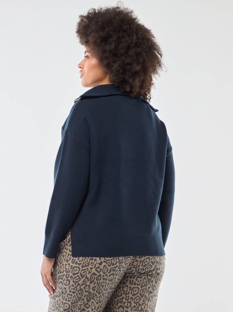 Trui met schipperskraag en ritsje Blauw - Kiabi
