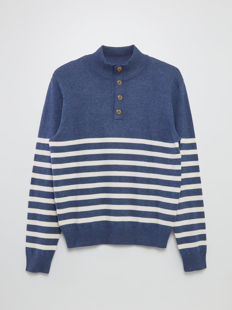 Trui met schipperskraag marinière - collectie gemakkelijk aan te trekken BLAUW - Kiabi