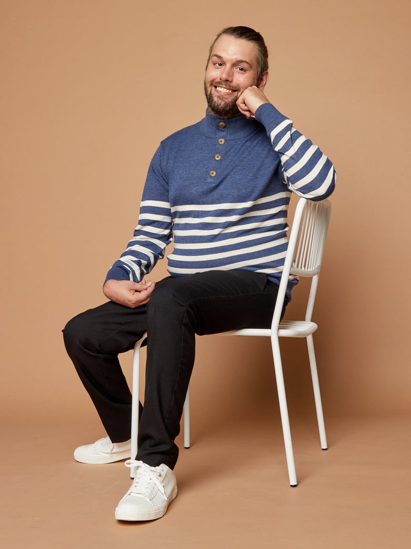 Trui met schipperskraag marinière - collectie gemakkelijk aan te trekken BLAUW - Kiabi