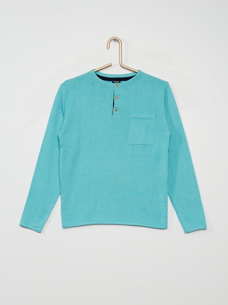 Trui met Tunesische kraag BLAUW - Kiabi