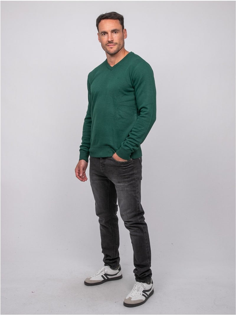 Trui met v-hals lamboise Groen - Kiabi