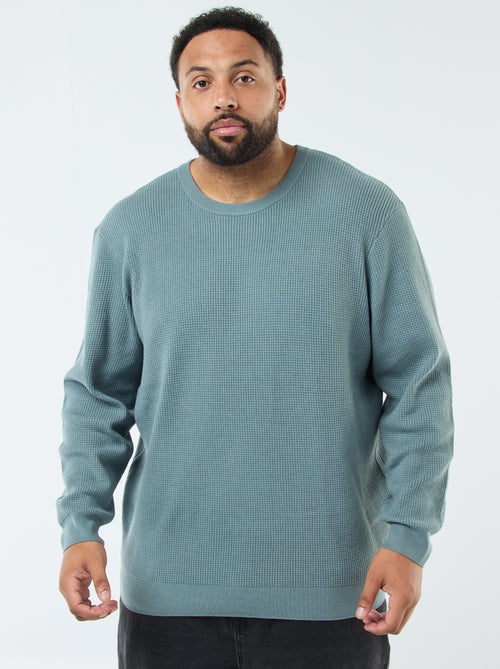 Trui met wafeltextuur van stretchtricot - Kiabi