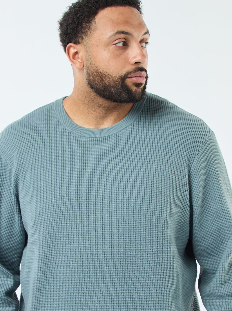 Trui met wafeltextuur van stretchtricot Blauw - Kiabi