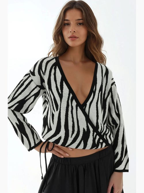 Trui met zebraprint en v-hals hiccup - Kiabi Trui met zebraprint en v-hals hiccup - Kiabi