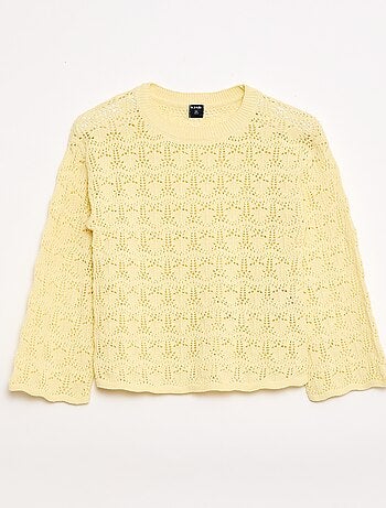 Trui van ajourgebreide stof