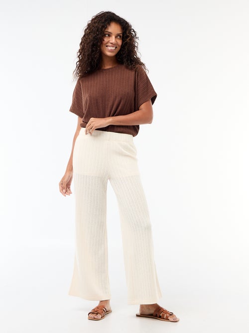 Trui van ajourgebreide stof met korte mouwen - Kiabi