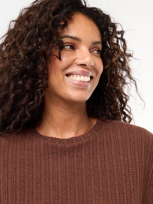 Trui van ajourgebreide stof met korte mouwen - Kiabi