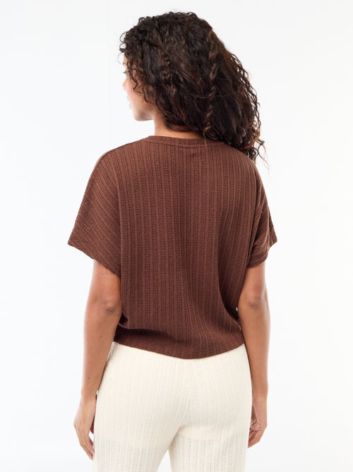 Trui van ajourgebreide stof met korte mouwen - Kiabi