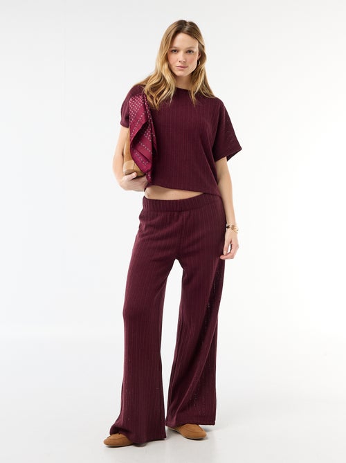 Trui van ajourgebreide stof met korte mouwen - Kiabi