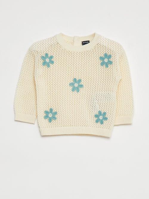 Trui van ajourtricot met bloemen - Kiabi