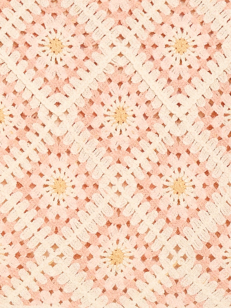 Trui van ajourtricot met bloemenborduursels Rose - Kiabi