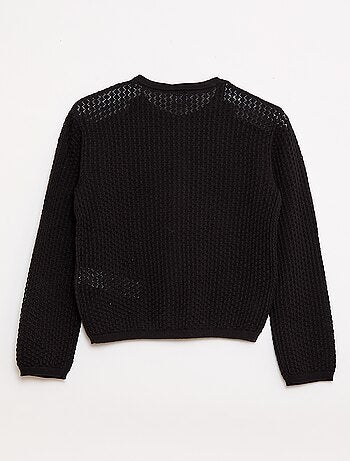 Trui van ajourtricot met ronde hals