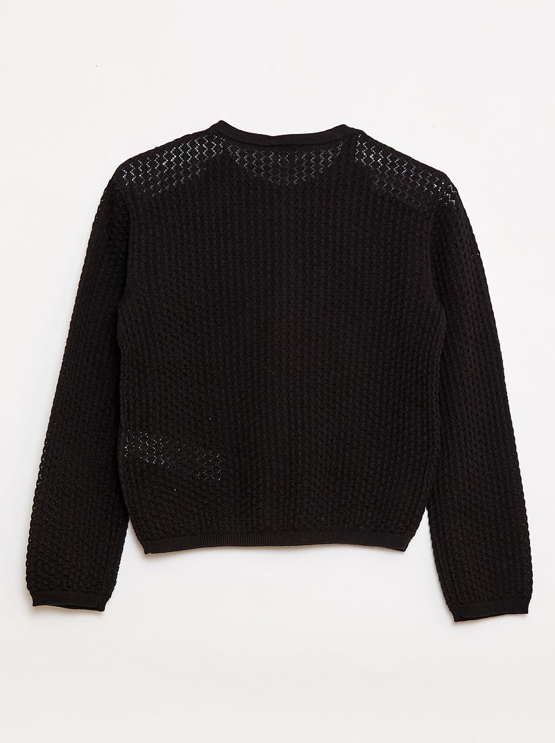 Trui van ajourtricot met ronde hals Zwart - Kiabi
