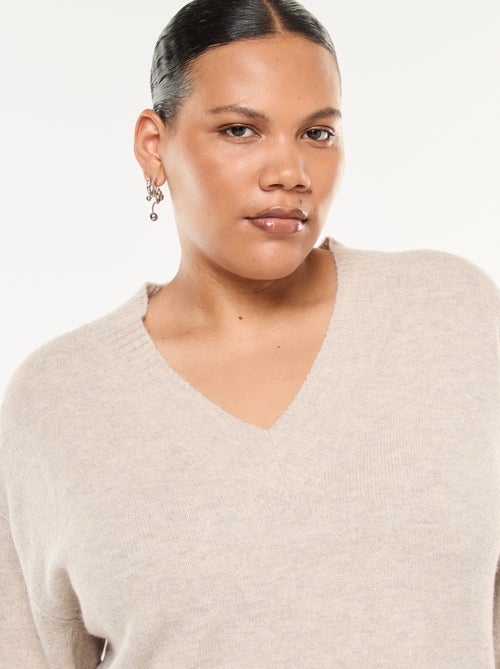 Trui van dik tricot met V-hals - Kiabi