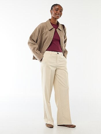 Trui van effen ribstof met ronde kraag