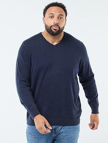 Trui van fijn breisel met V-hals