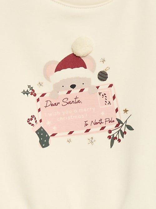 Trui van fleecestof met kersmotief - Kiabi