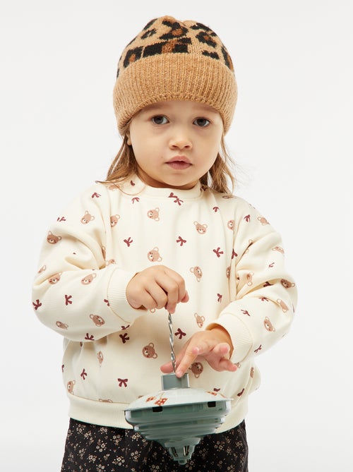 Trui van fleecestof met motiefje - Kiabi