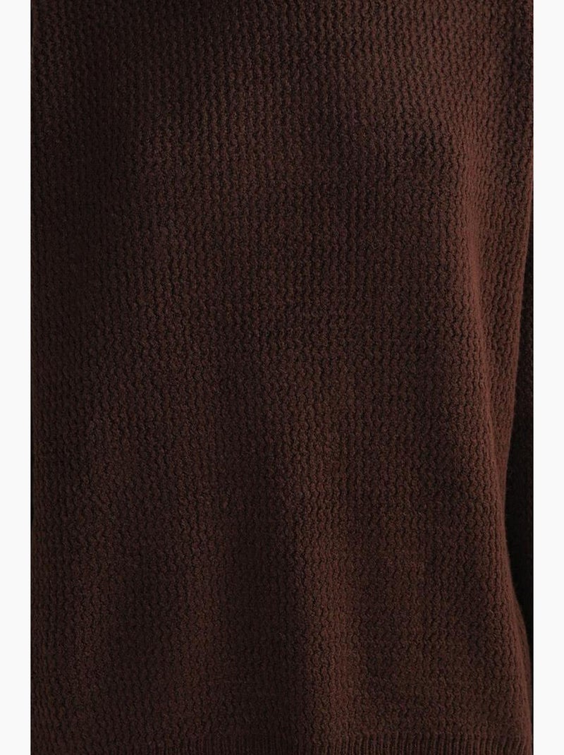 Trui van geribde knit met lange mouwen mixray Donkerbruin - Kiabi