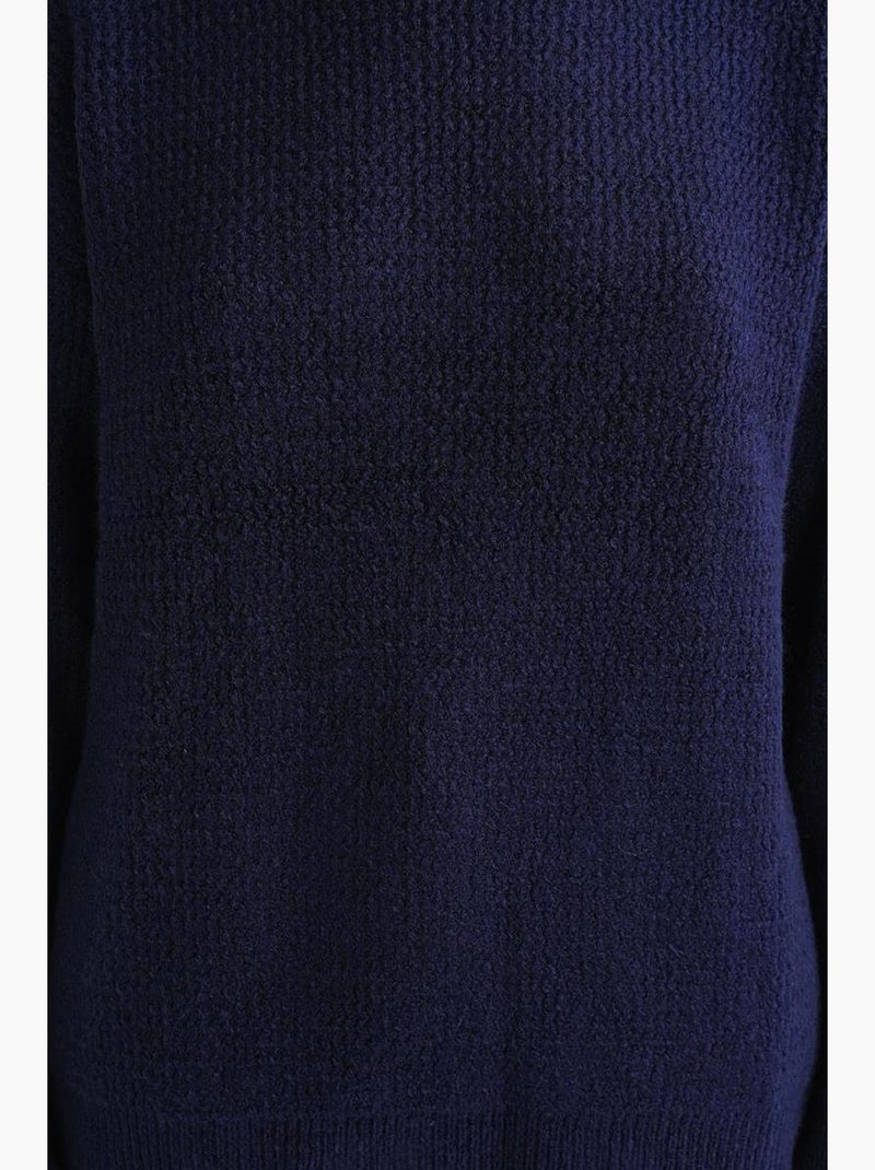 Trui van geribde knit met lange mouwen mixray Marineblauw - Kiabi