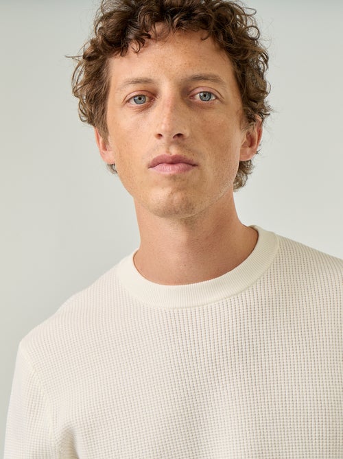 Trui van gewafelde stof met ronde hals - Kiabi Trui van gewafelde stof met ronde hals - Kiabi