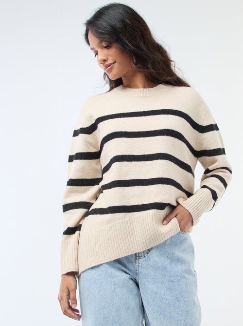 Trui van grof gebreid tricot met ronde hals - Kiabi