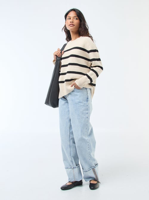 Trui van grof gebreid tricot met ronde hals - Kiabi