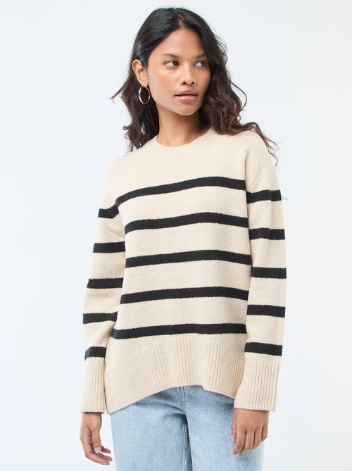 Trui van grof gebreid tricot met ronde hals - Kiabi