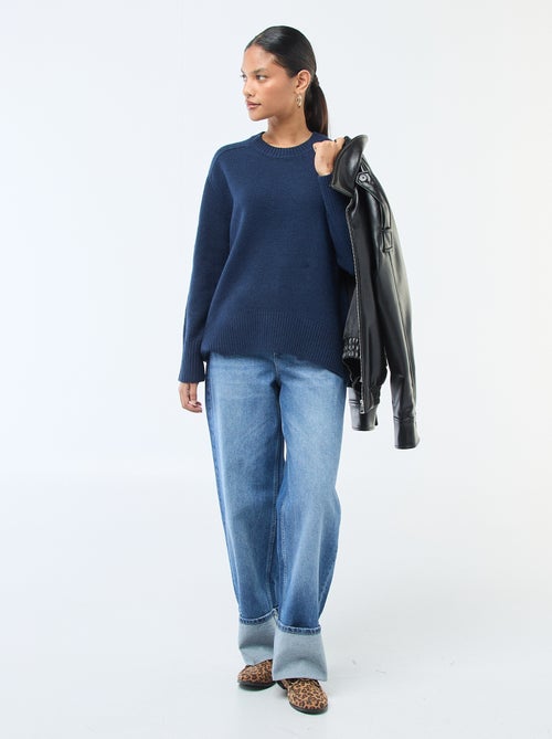 Trui van grof gebreid tricot met ronde hals - Kiabi