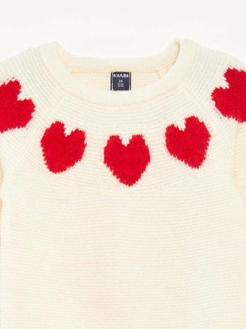 Trui van jacquardtricot met hartjesmotief - Kiabi