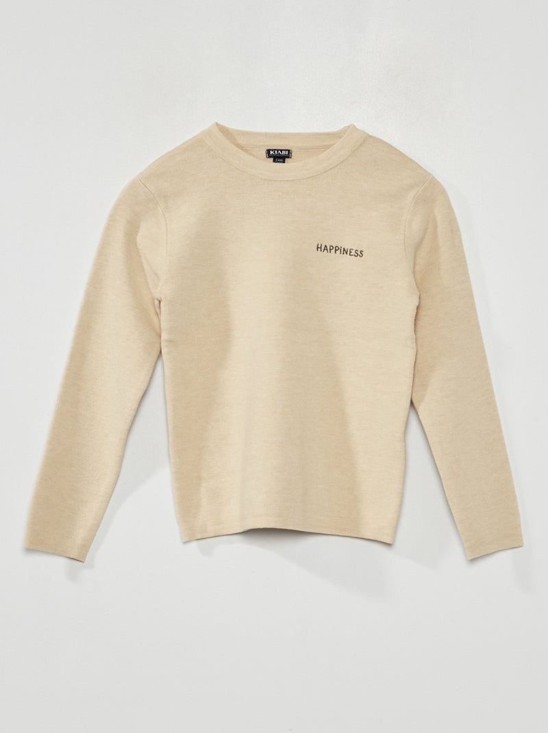 Trui van jerseytricot met lange mouw BIEGE - Kiabi