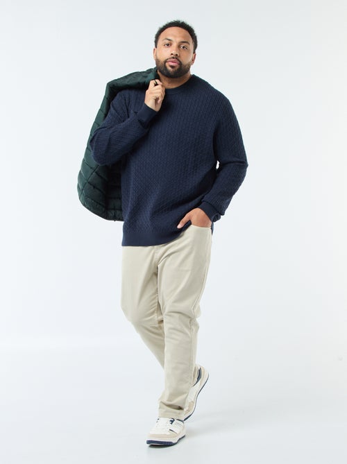 Trui van kabeltricot met ronde hals - Kiabi