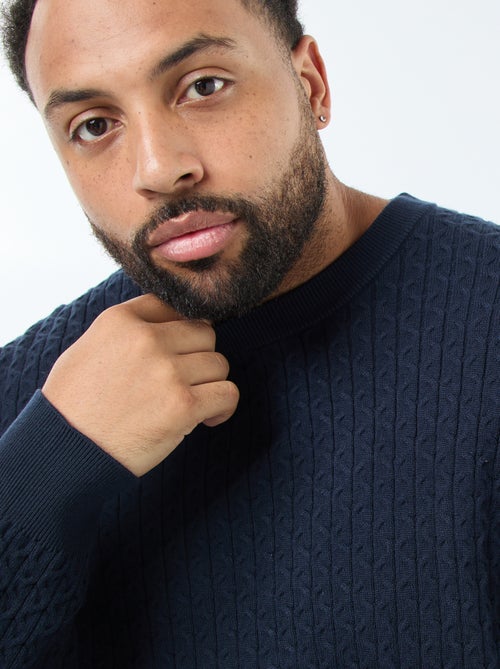 Trui van kabeltricot met ronde hals - Kiabi