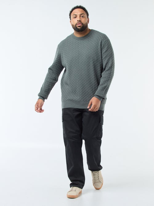 Trui van kabeltricot met ronde hals - Kiabi