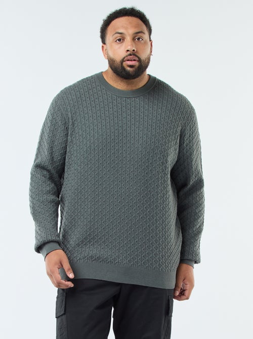 Trui van kabeltricot met ronde hals - Kiabi