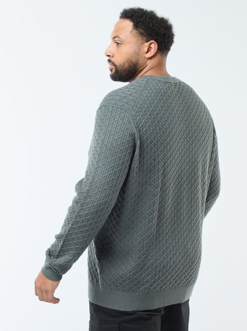 Trui van kabeltricot met ronde hals - Kiabi