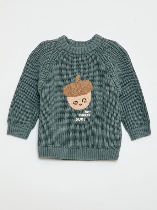 Trui van katoen in parelmoerbreisel - Kiabi